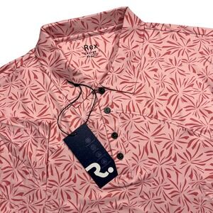 Felix Rex George I Golf Polo Men XL Pink Red Floral Palm Leaf Performance Shirt